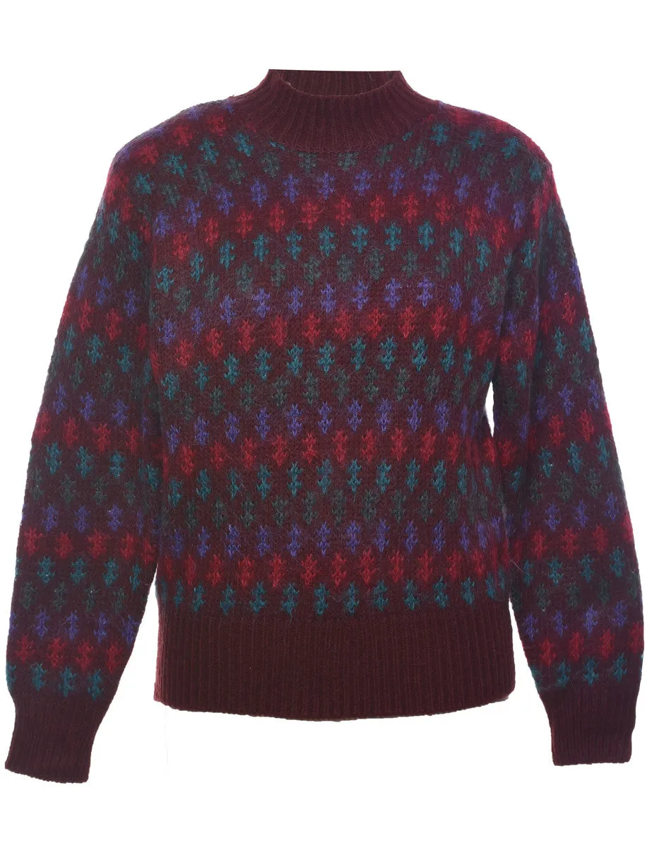 Patterned Maroon Jumper - S