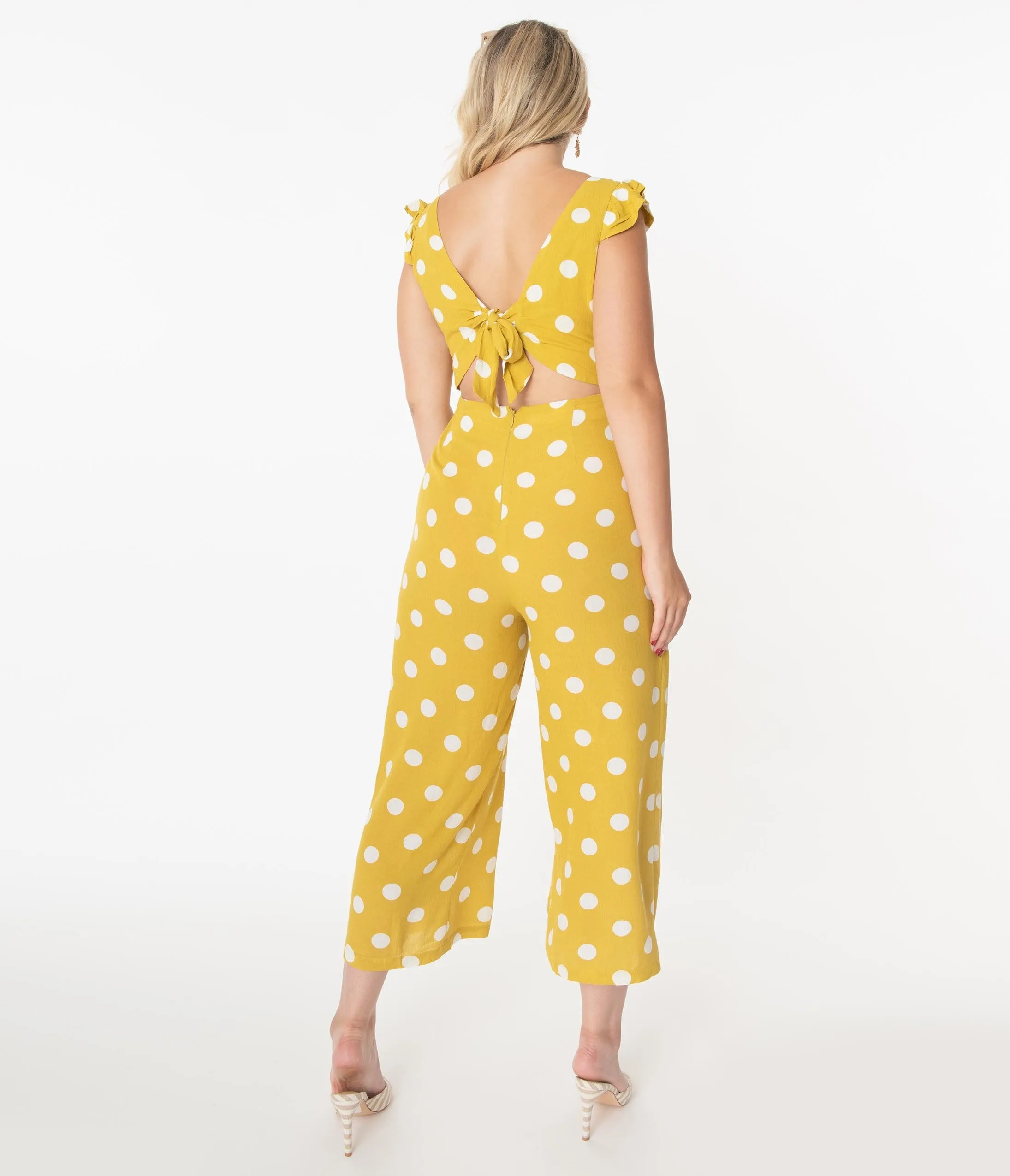 Pear Yellow & White Polka Dot Jumpsuit