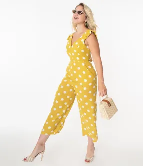 Pear Yellow & White Polka Dot Jumpsuit