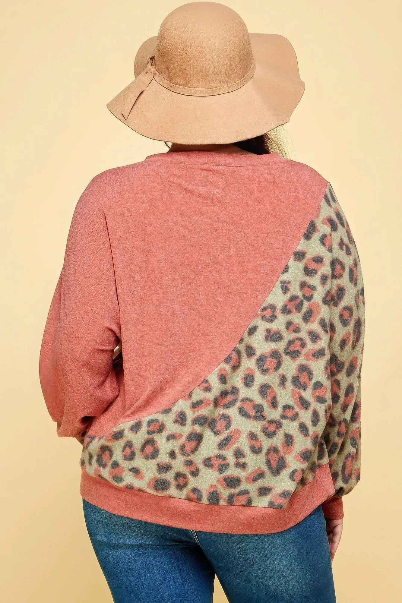 Plus Animal French Terry Brush Pullover Top