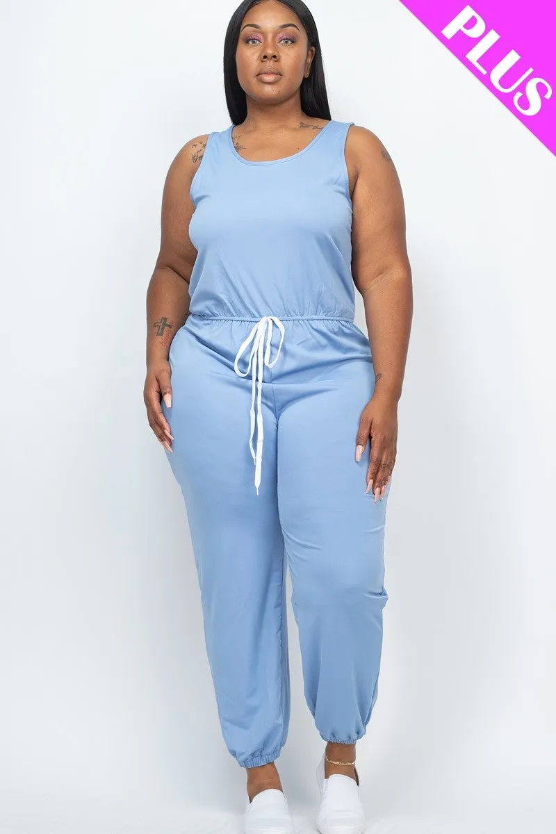 Plus Elasticized Waist Jogger Jumpsuit