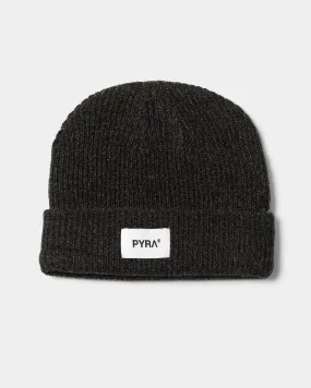 PYRA Alpine Rolled Badge Beanie Black