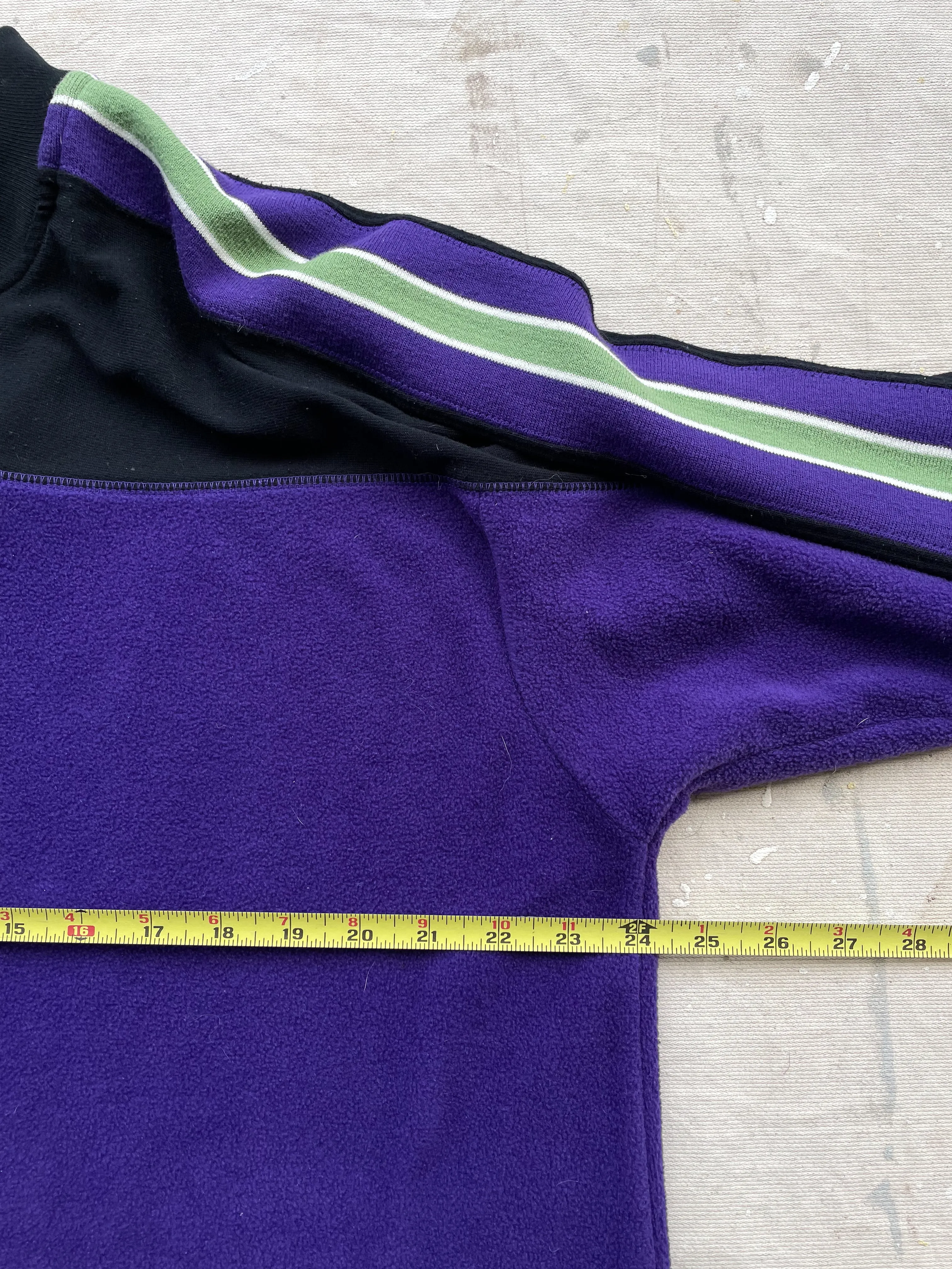 QUARTER ZIP FLEECE PULLOVER—PURPLE/BLACK [L]