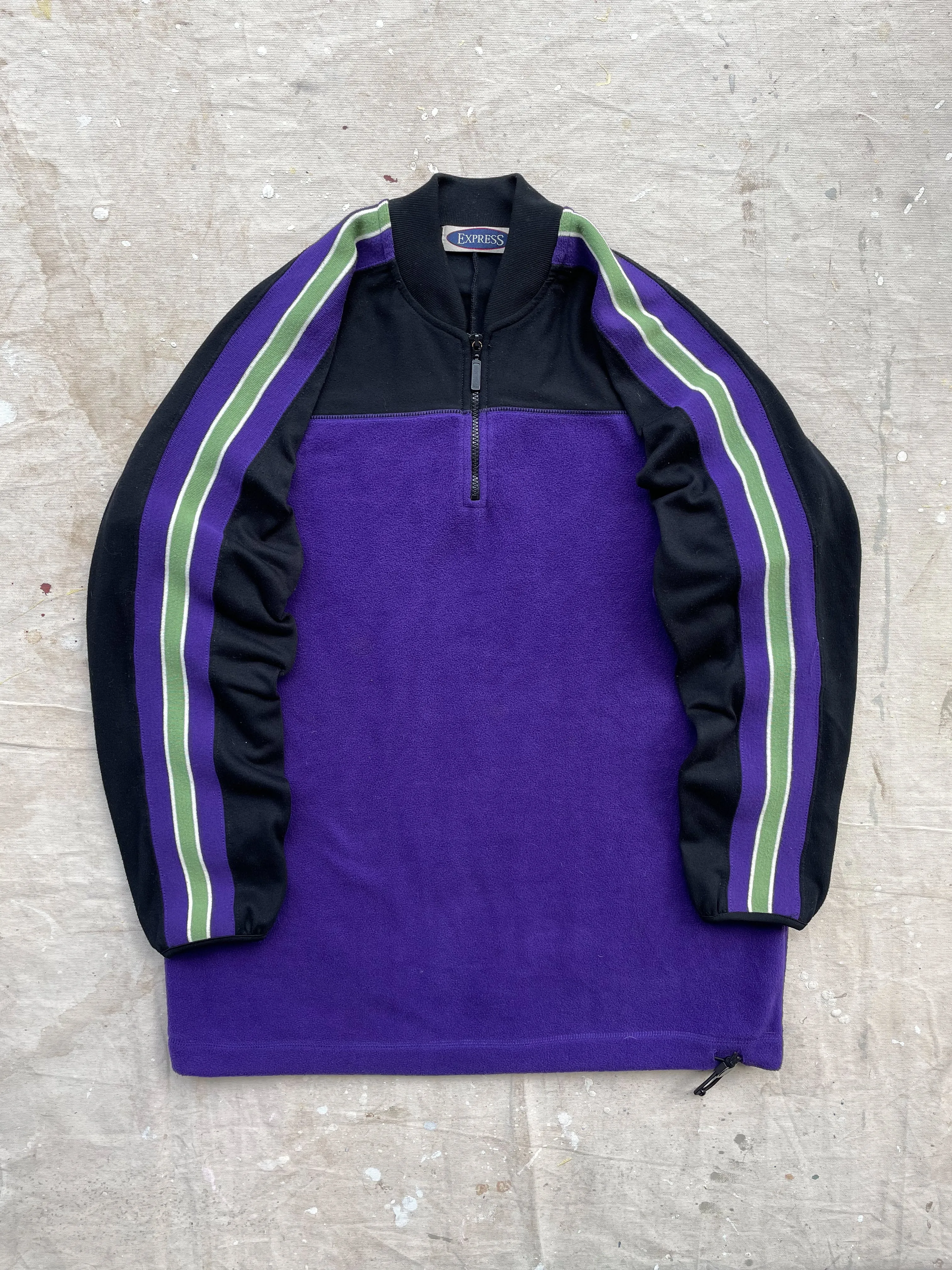 QUARTER ZIP FLEECE PULLOVER—PURPLE/BLACK [L]