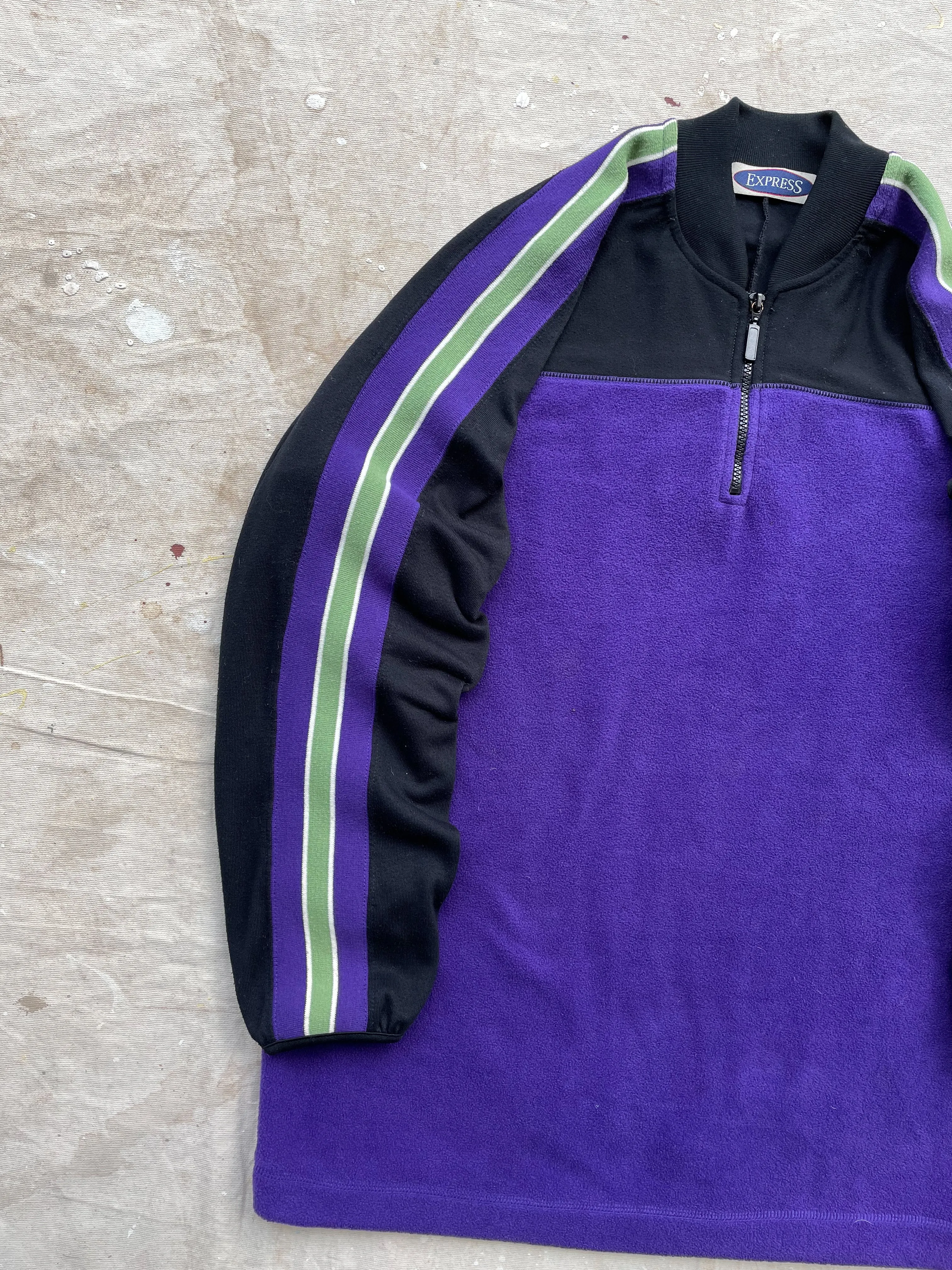 QUARTER ZIP FLEECE PULLOVER—PURPLE/BLACK [L]