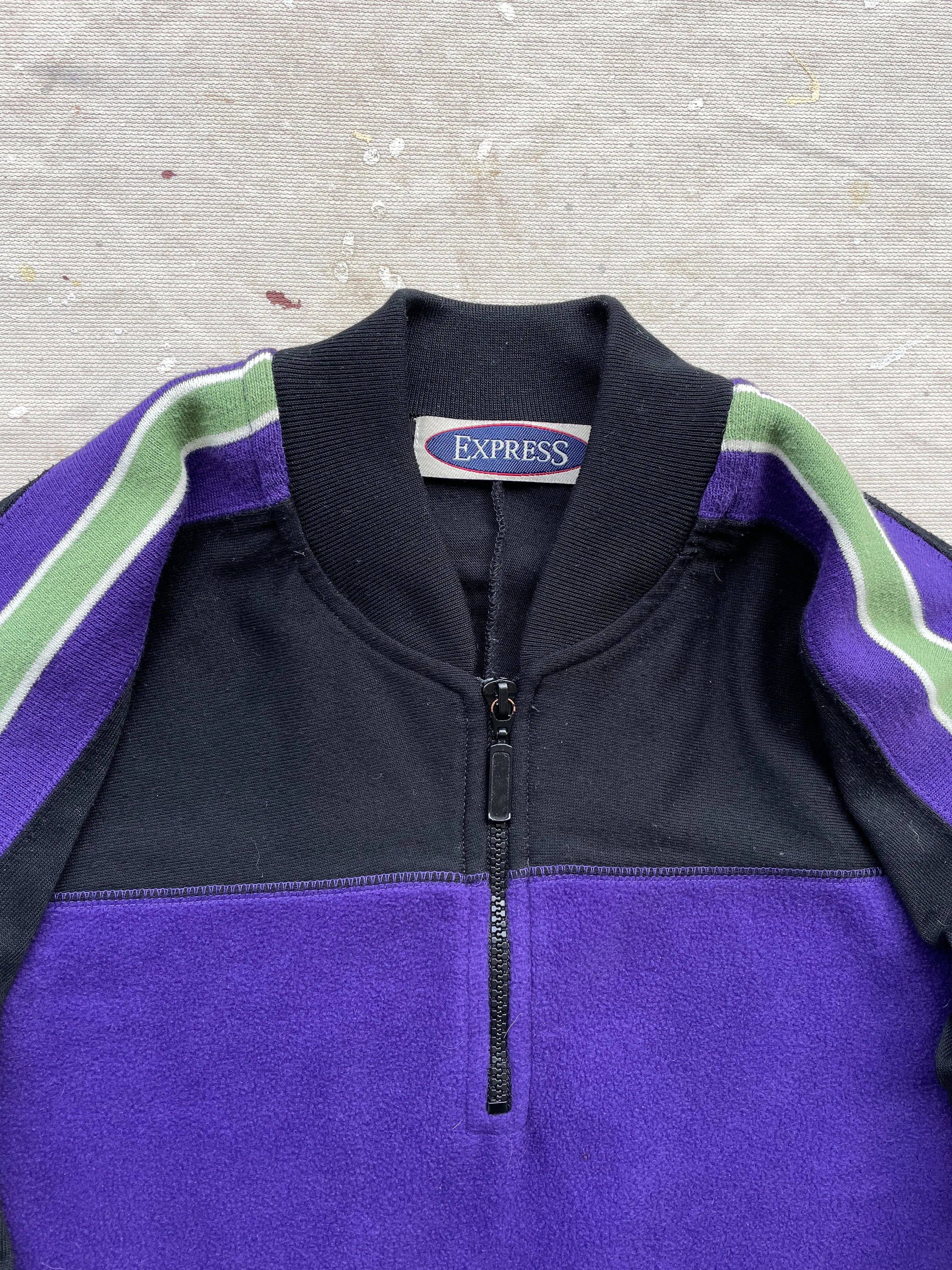 QUARTER ZIP FLEECE PULLOVER—PURPLE/BLACK [L]