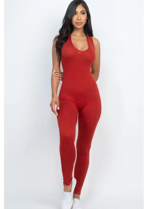 Racer Back Bodycon Jumpsuit