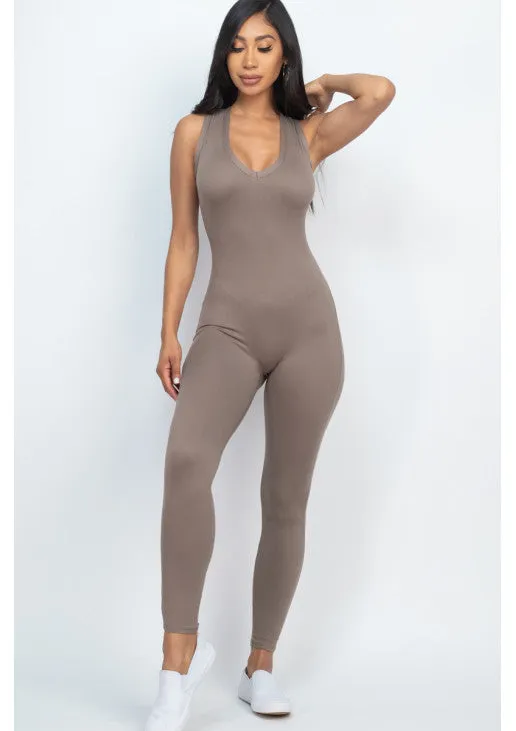 Racer Back Bodycon Jumpsuit