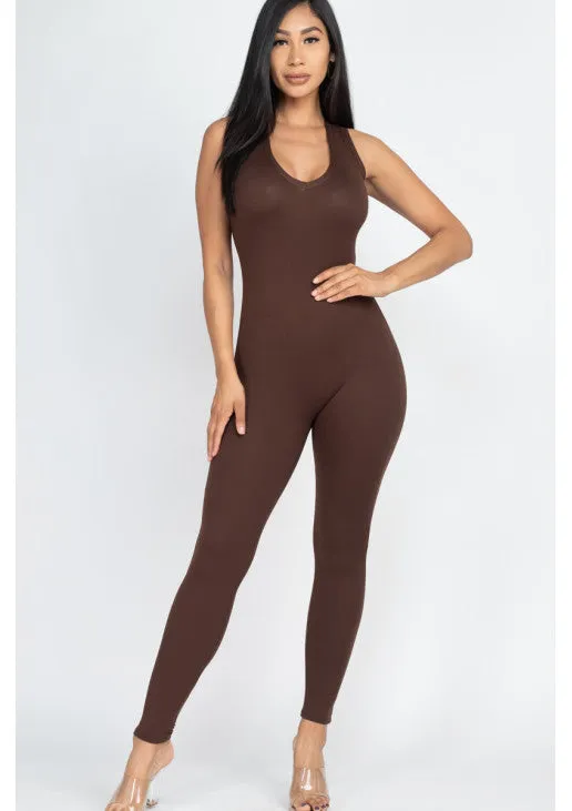 Racer Back Bodycon Jumpsuit