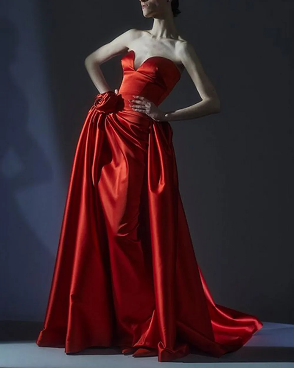 Red Rosette Pauline Cape Gown