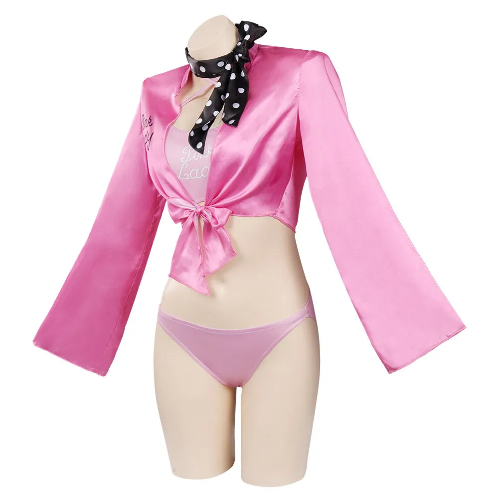 Retro Pink Ladies Grease Swimsuit Cosplay Costume Jumpsuit Swimwear Halloween Carnival Suit