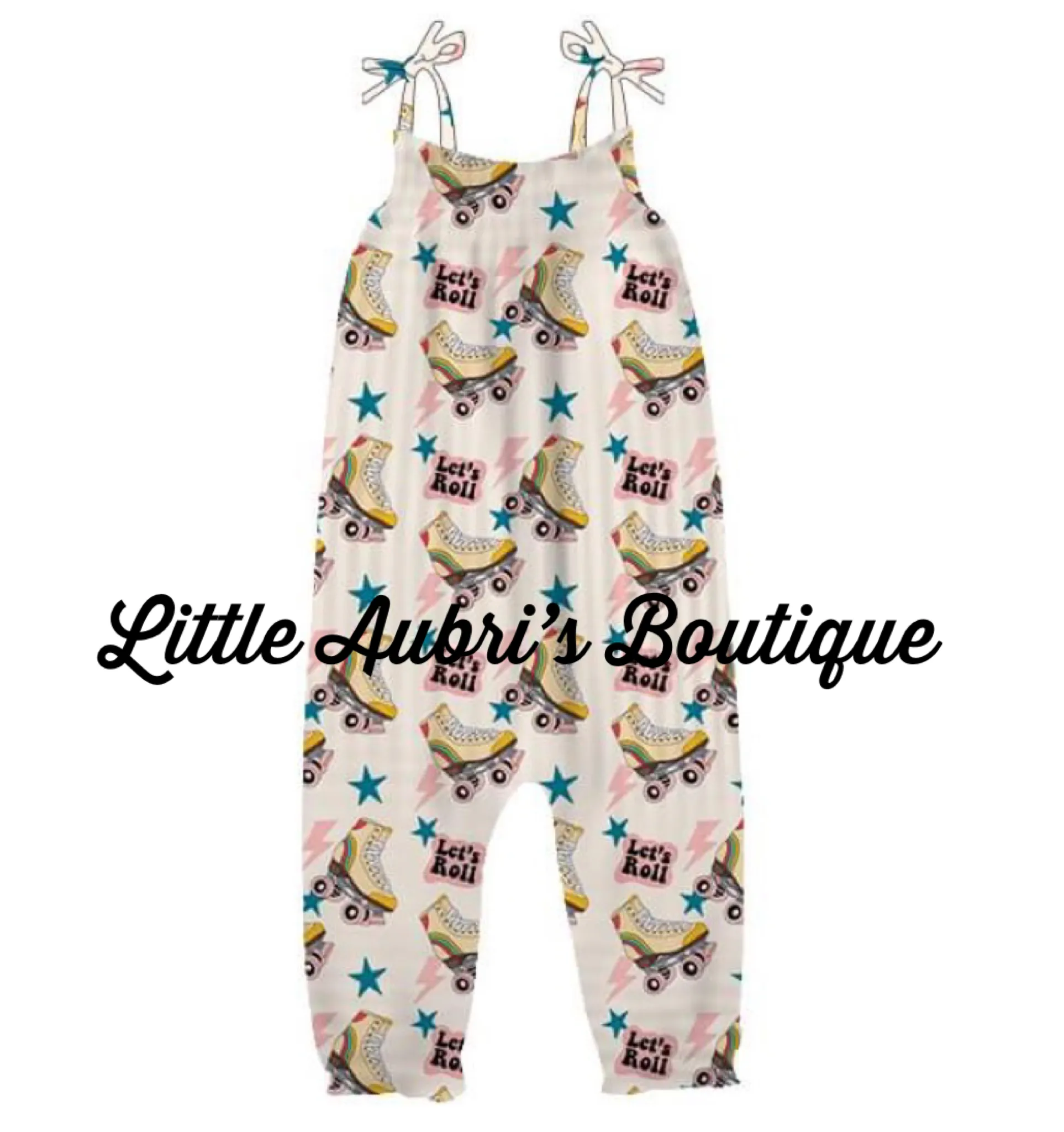 Retro Roller Skate Tie Strap Jumpsuit