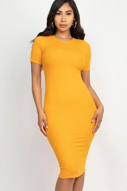 Ribbed Bodycon Midi Dress (CAPELLA)