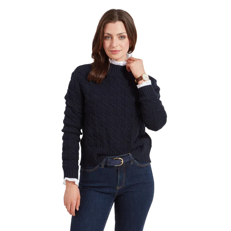 Schoffel Sandsend Cable Knit Ladies Jumper - Navy