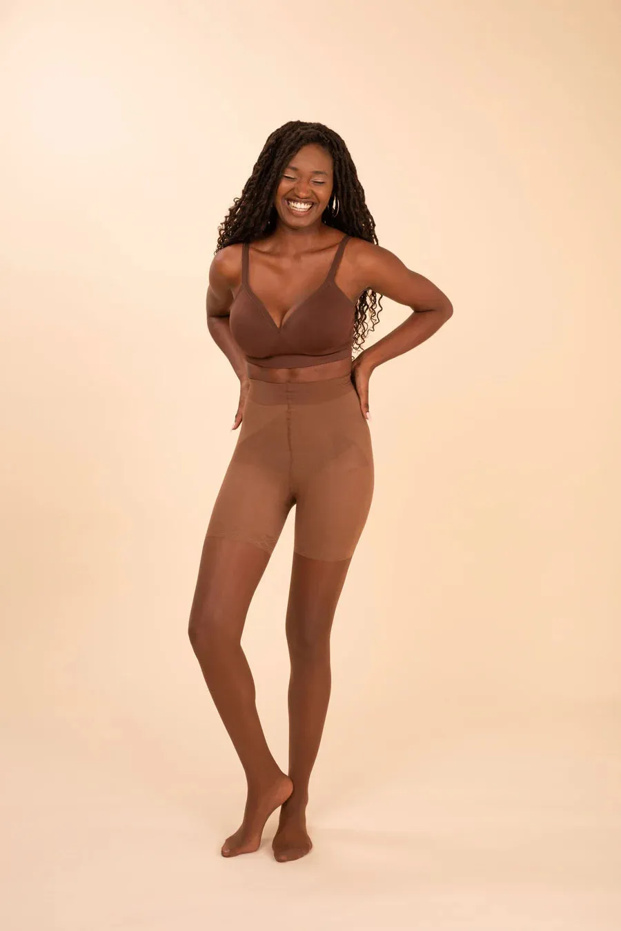 Sheer Contour Tights - Espresso