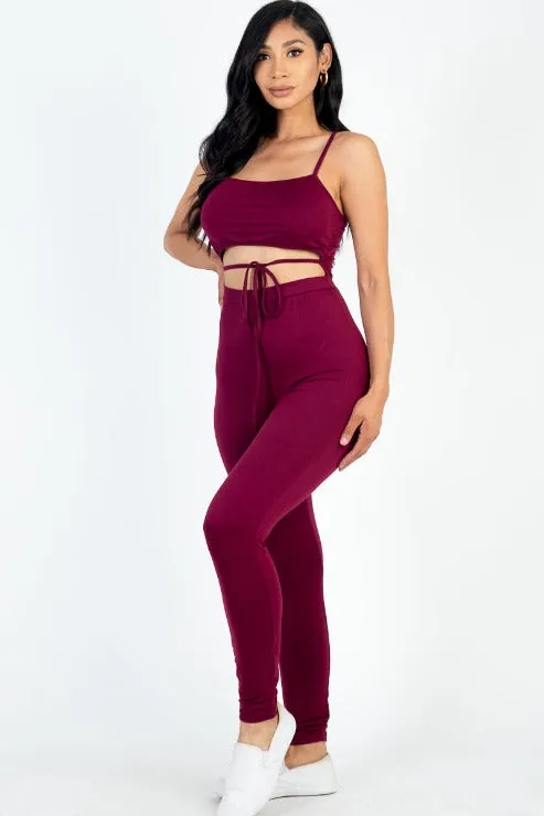 Solid Tie Front Cut Out Jumpsuit