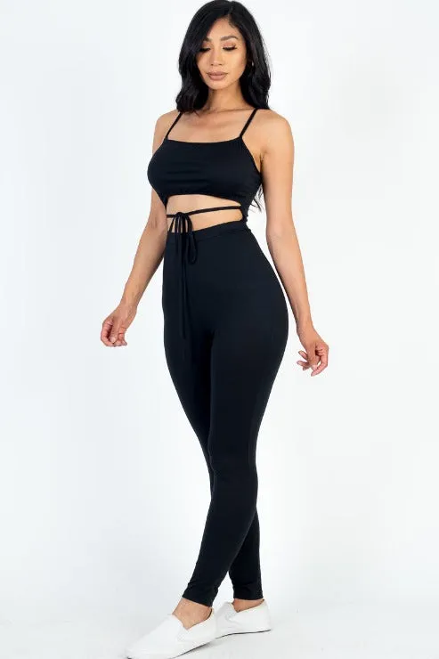 Solid Tie Front Cut Out Jumpsuit