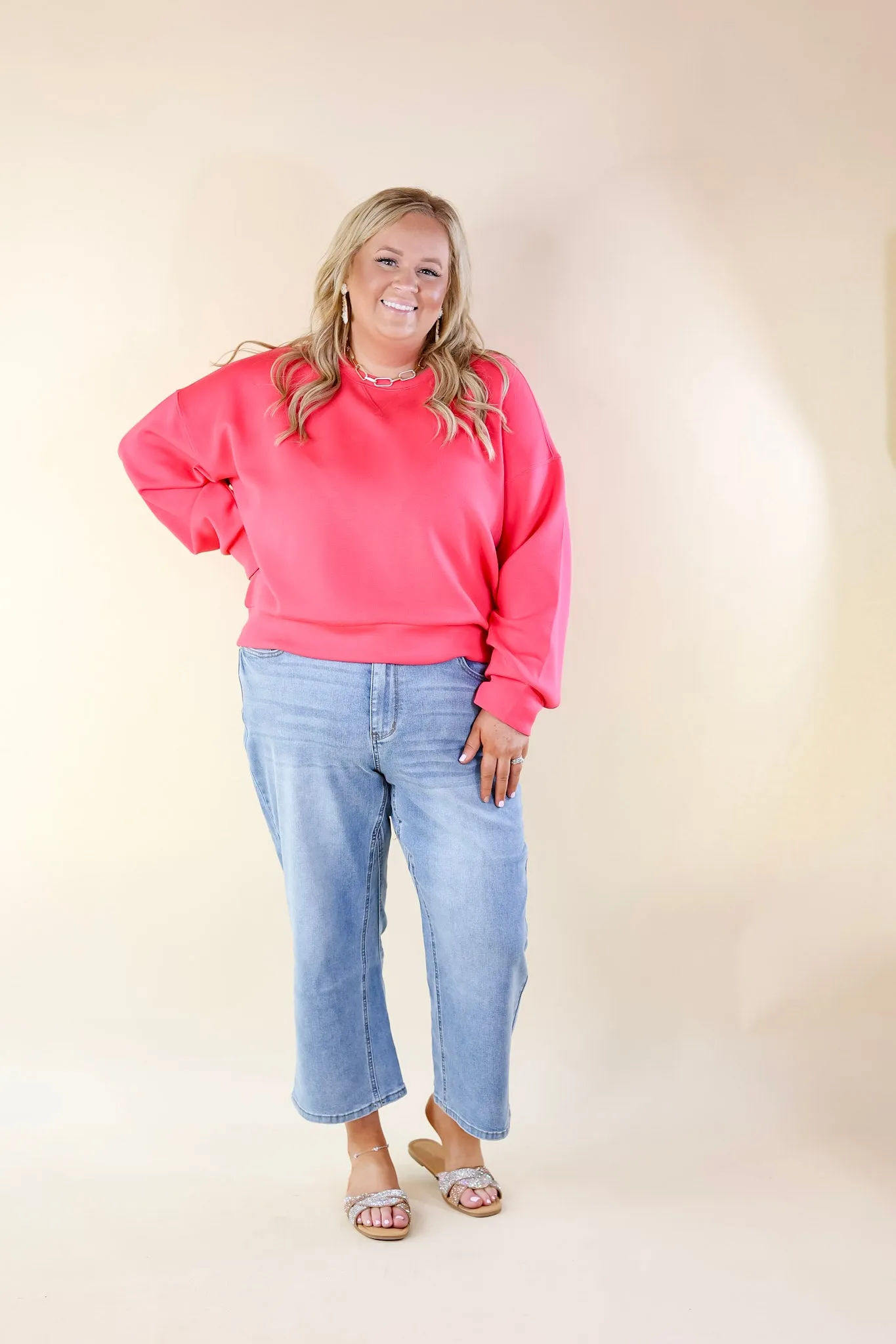 SPANX | AirEssentials Crew Neck Pullover in Cerise Pink