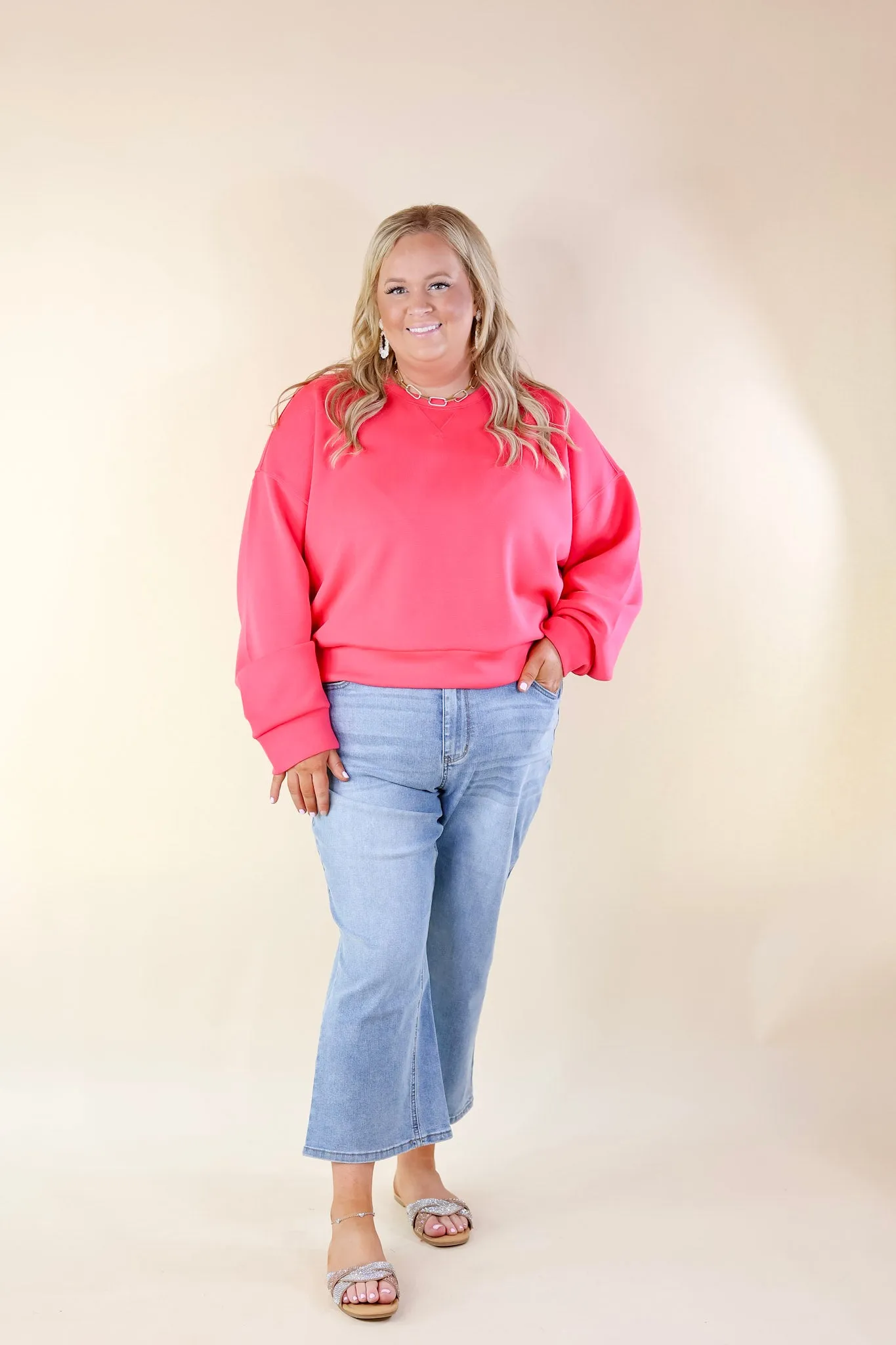 SPANX | AirEssentials Crew Neck Pullover in Cerise Pink