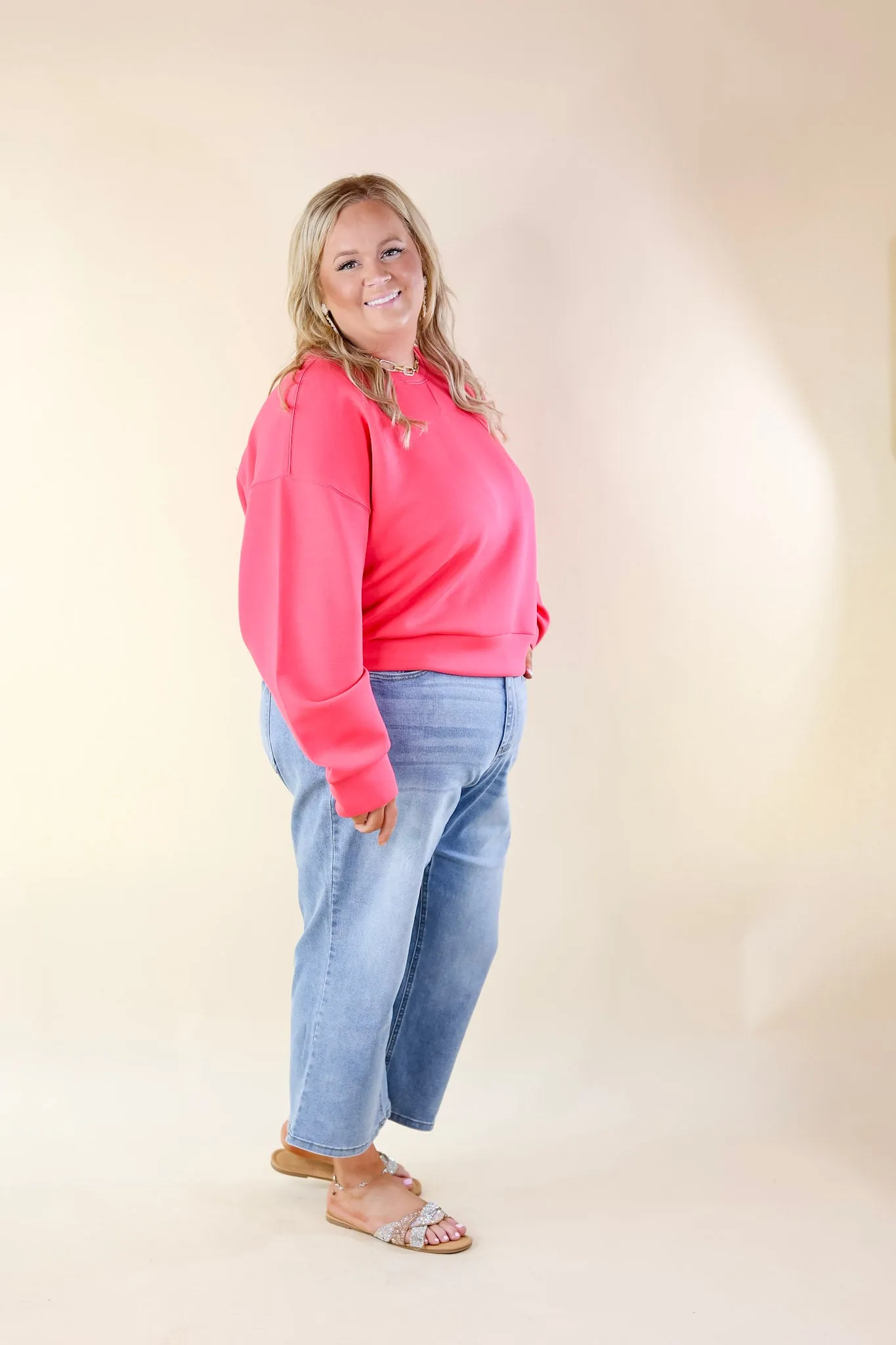 SPANX | AirEssentials Crew Neck Pullover in Cerise Pink