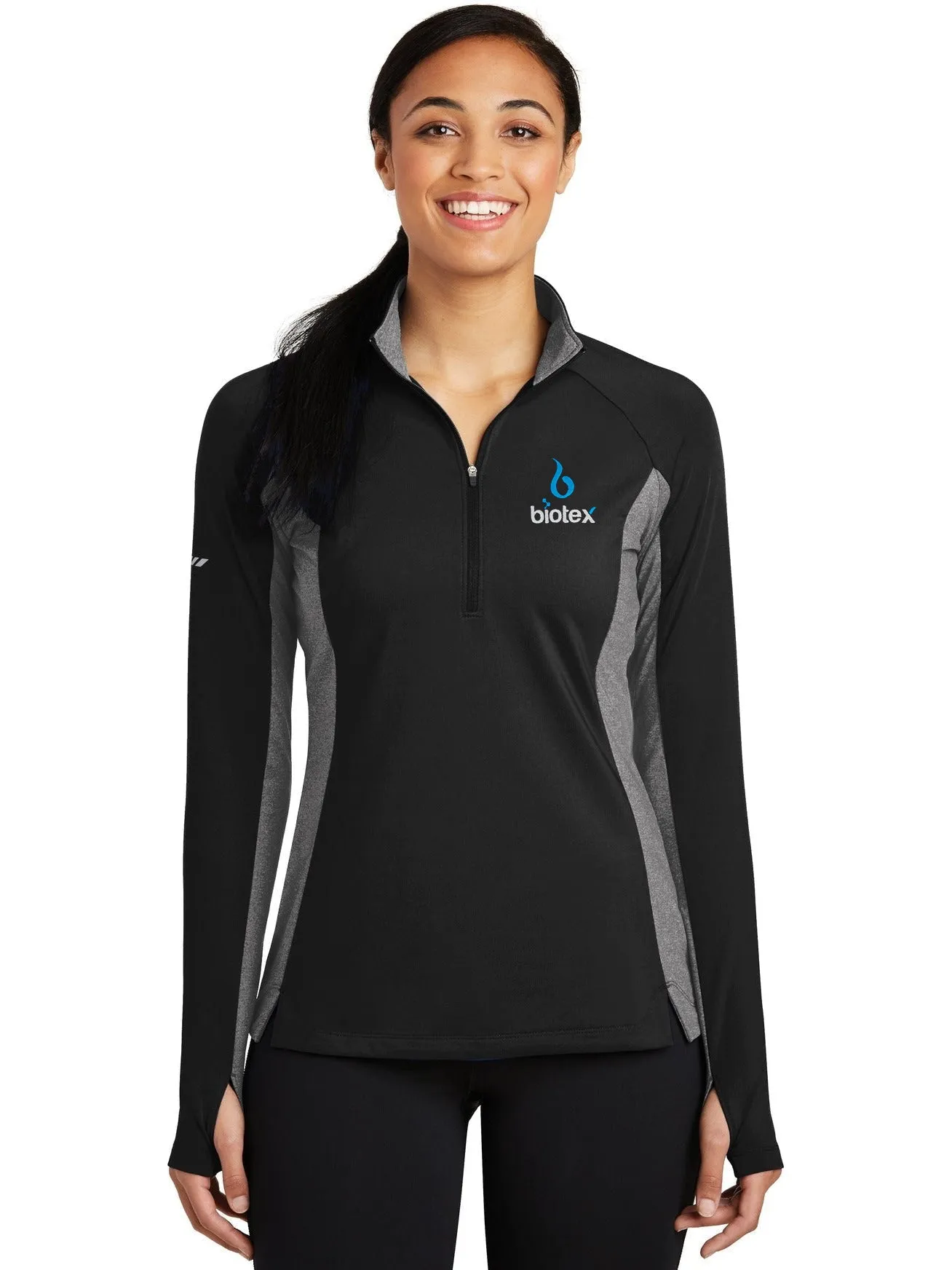 Sport-Tek Ladies Sport-Wick Stretch Contrast 1/2-Zip Pullover