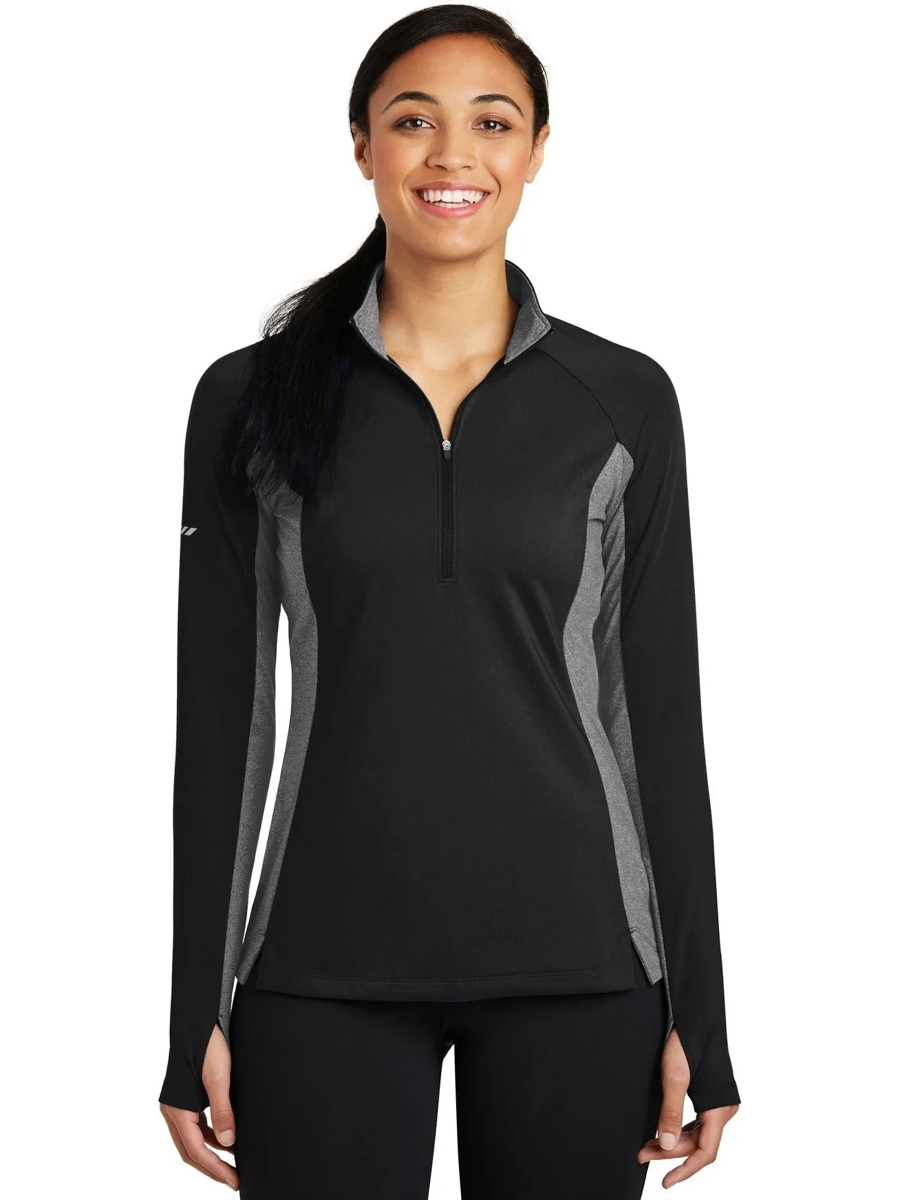 Sport-Tek Ladies Sport-Wick Stretch Contrast 1/2-Zip Pullover