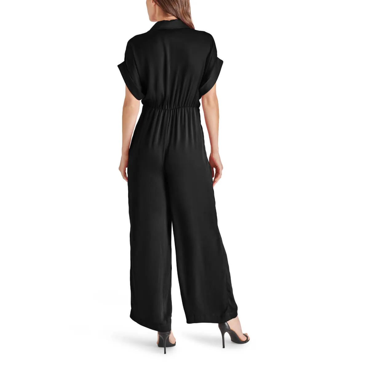 Steve Madden Tori Tie Waist Wide Leg Satin Jumpsuit