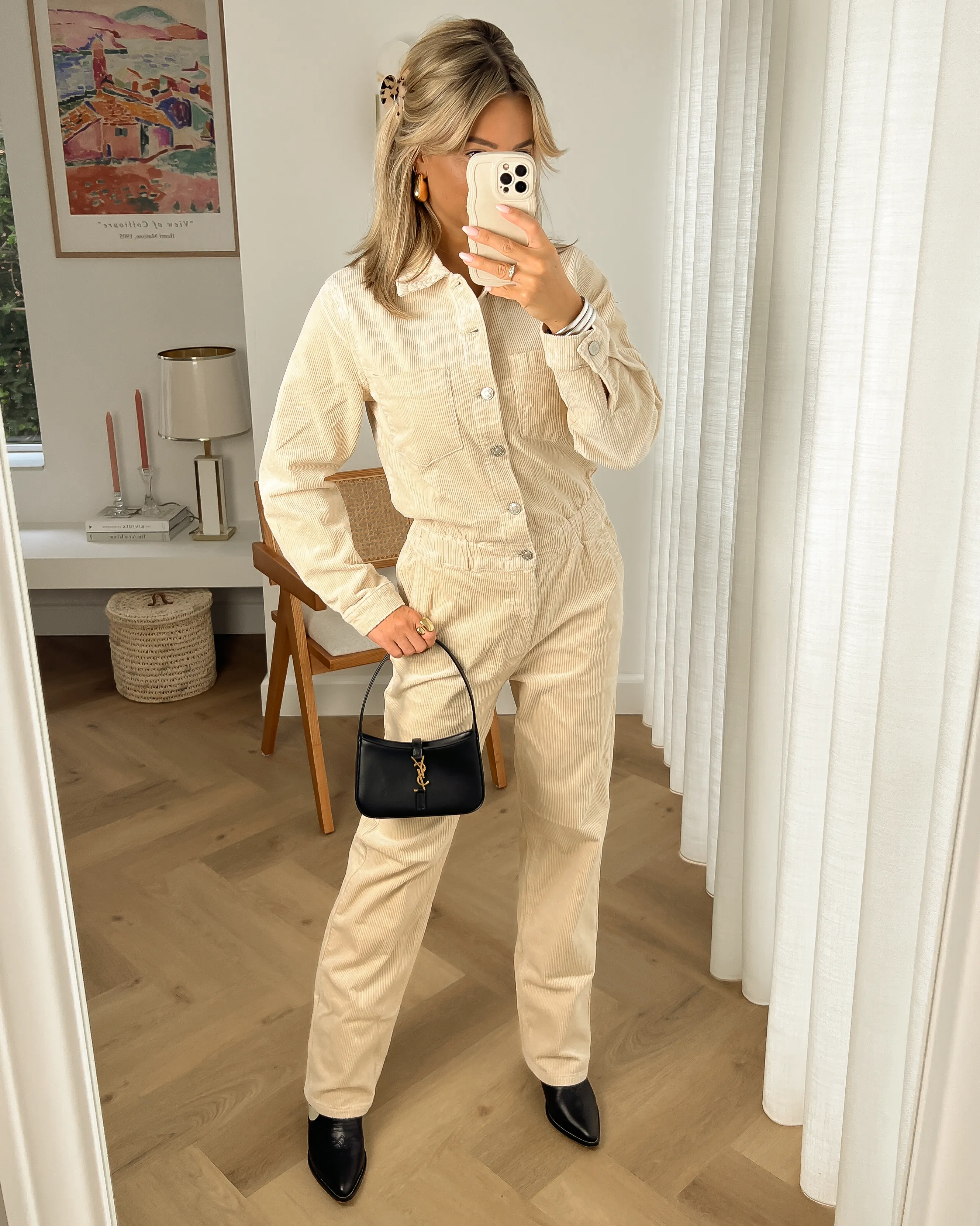 STEVIE - Corduroy Jumpsuit in Light Beige