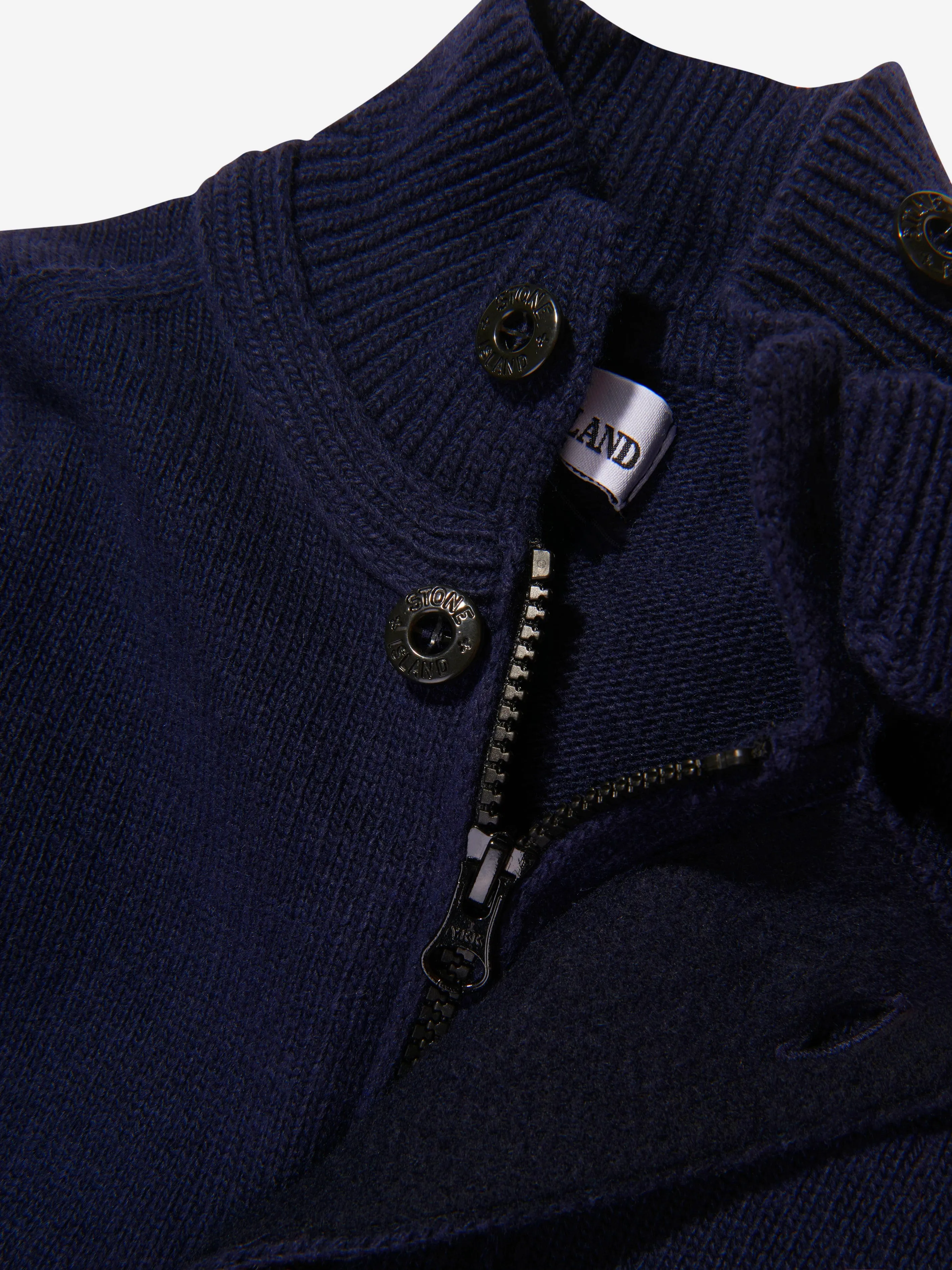 Stone Island Junior Boys Funnel Neck Knitted Cardigan