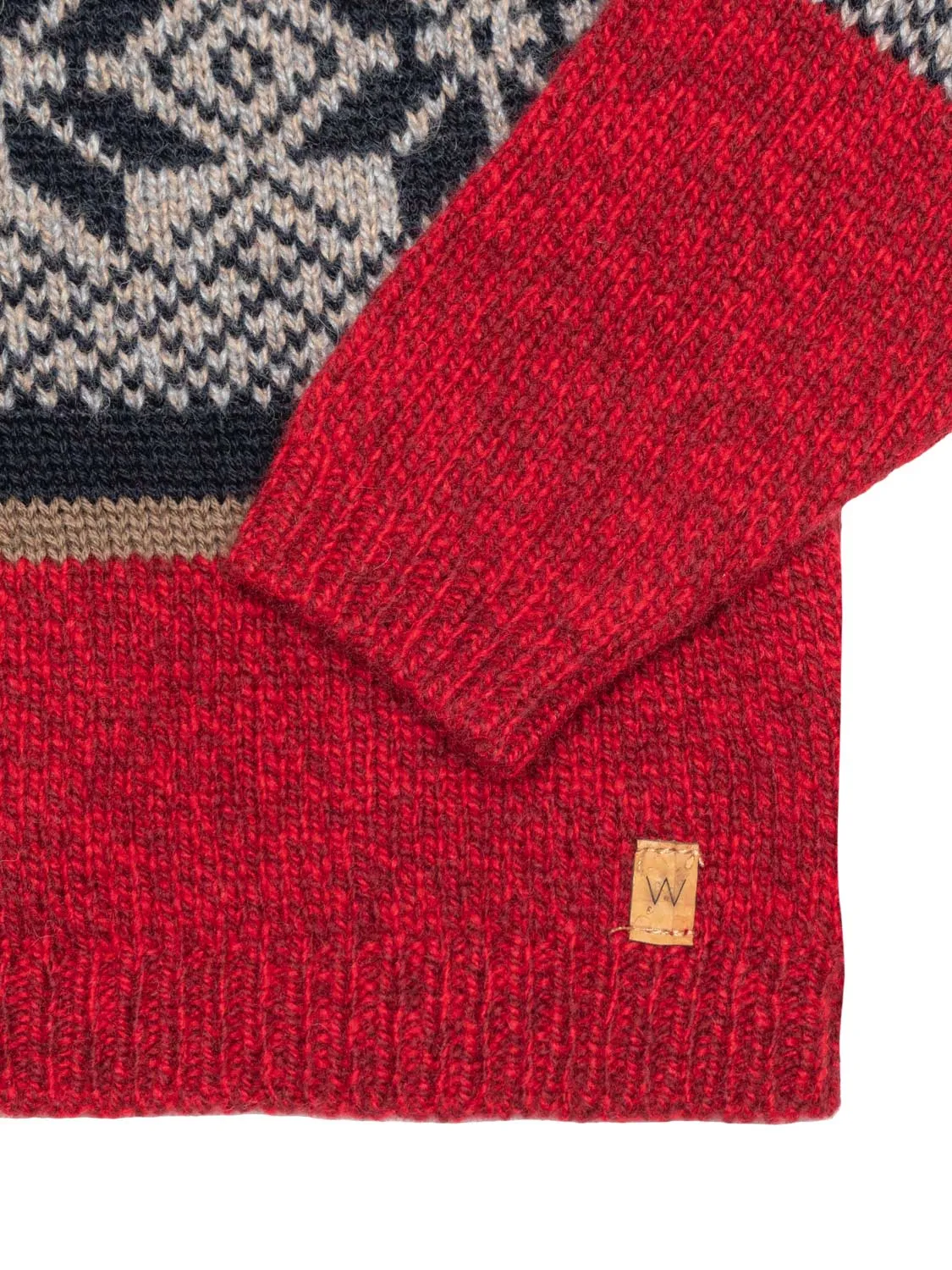 Strickpullover mit Norweger Muster - Rot