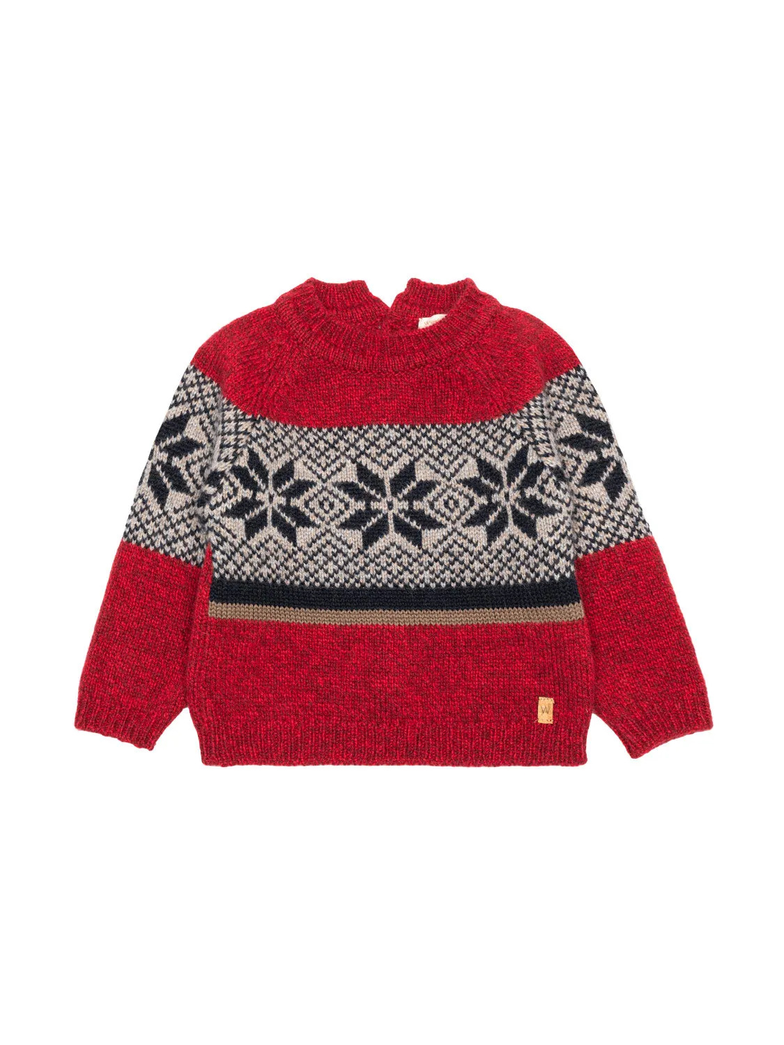 Strickpullover mit Norweger Muster - Rot