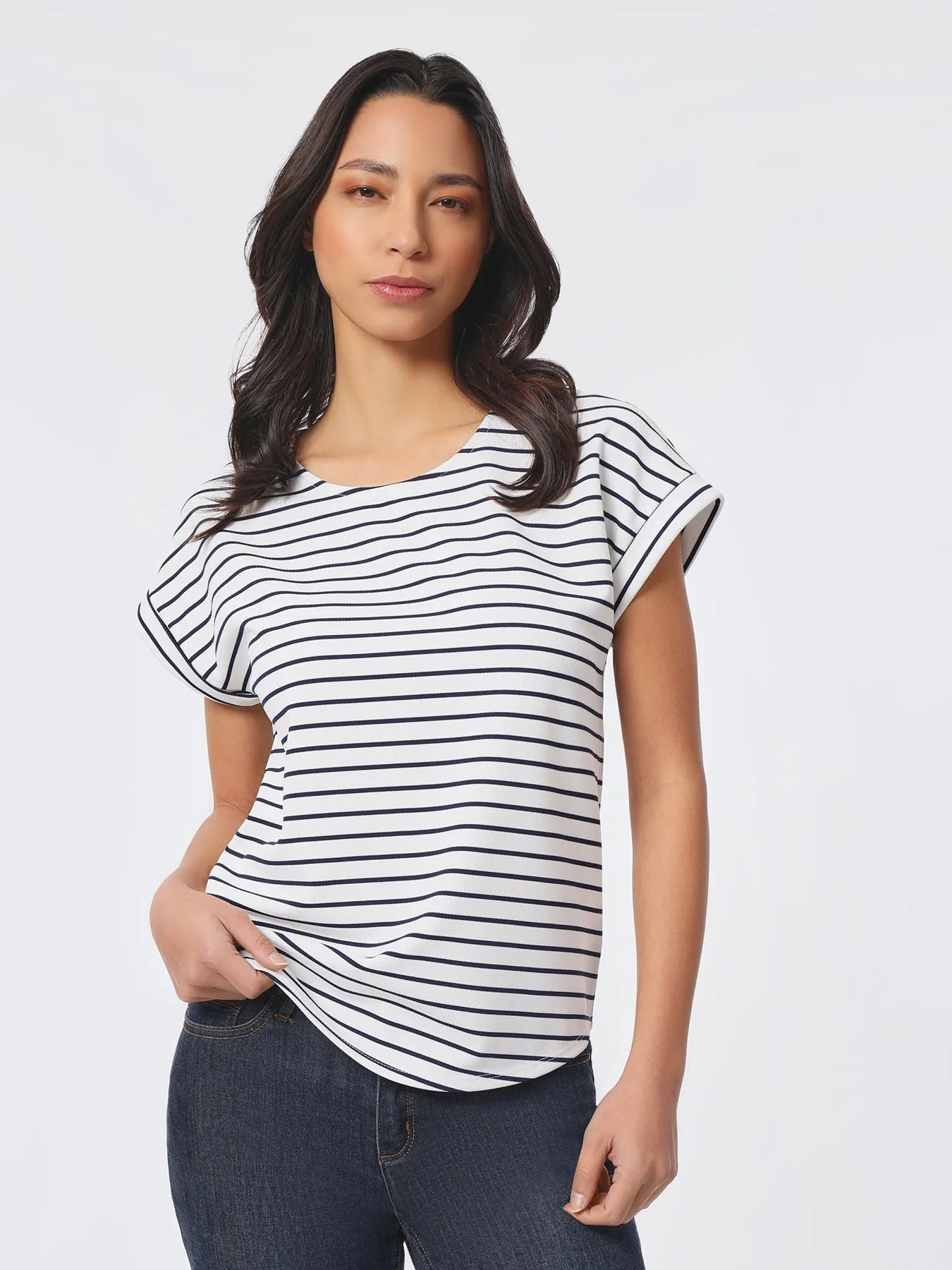 Striped Pique Pullover Tee