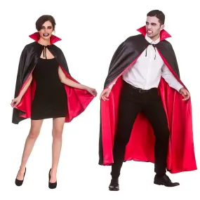 Super Deluxe Black Satin Vampire Cape Red Lining 80/140cm