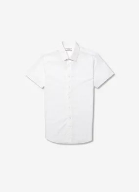 Tailored-Fit Organic Cotton Seersucker Short Sleeve Shirt White