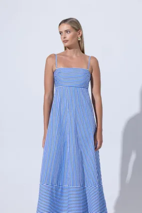 Tashi Poplin Maxi Dress- Lapis Stripe