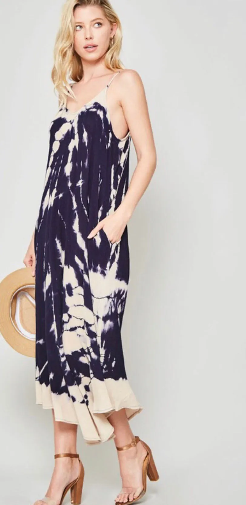 Tie Dye Cropped Wide Leg Jumpsuit