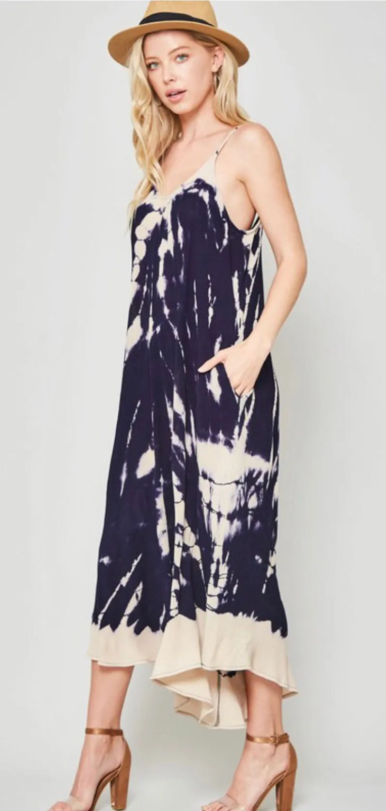 Tie Dye Cropped Wide Leg Jumpsuit