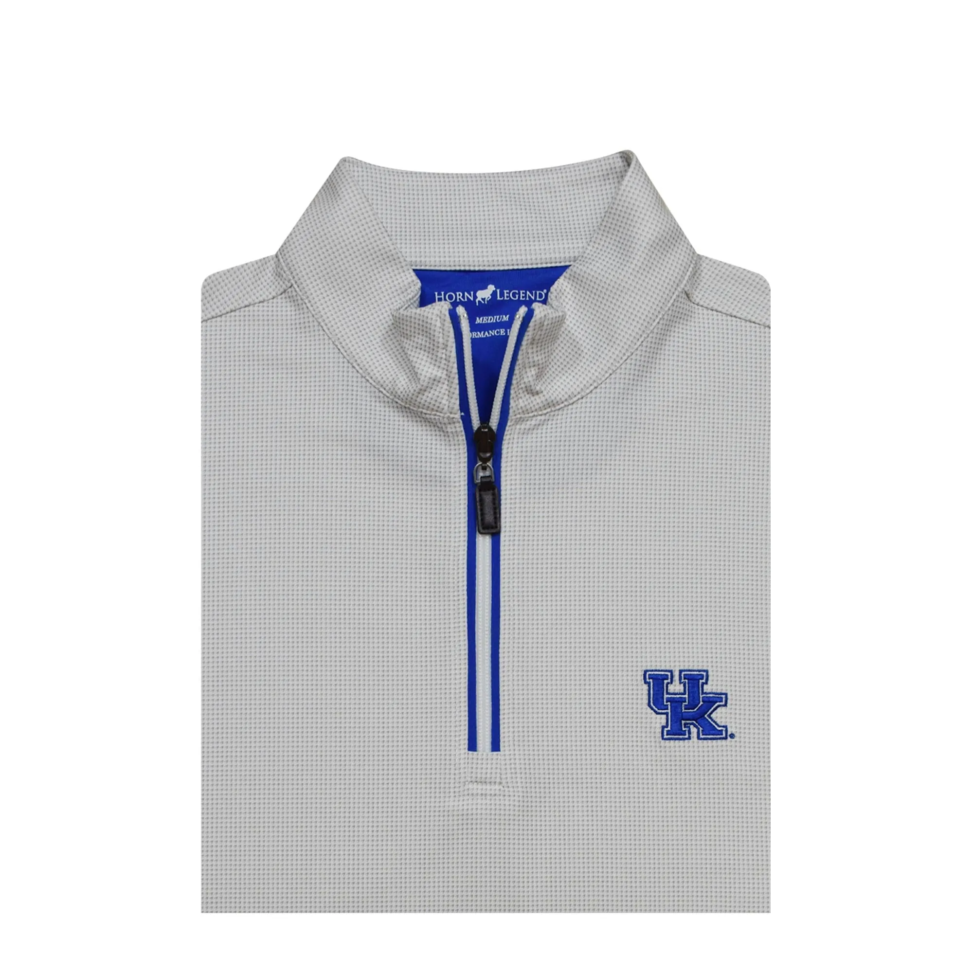 University of Kentucky Performance Houndstooth Quarter-Zip in White/Grey by Horn Legend