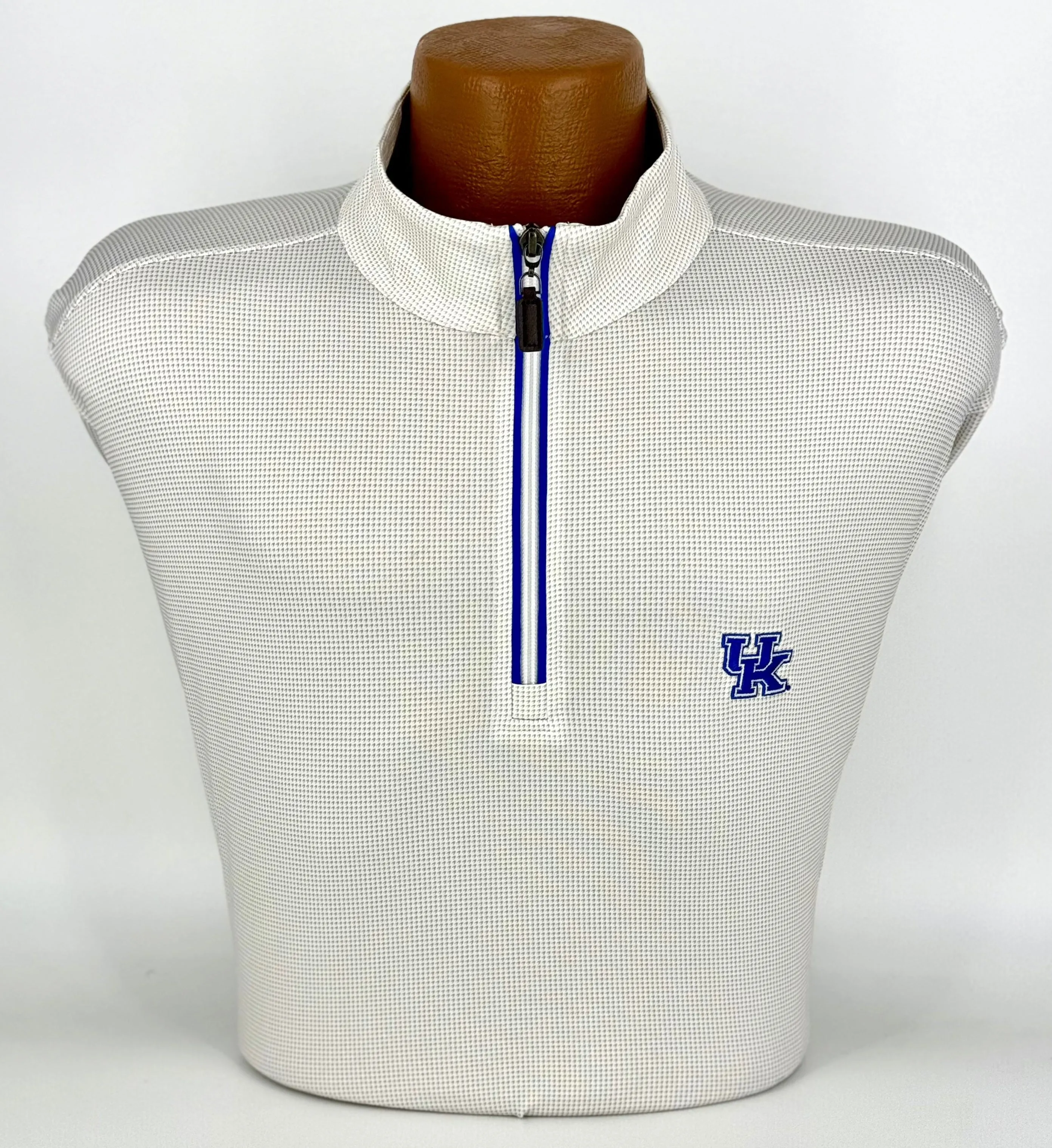 University of Kentucky Performance Houndstooth Quarter-Zip in White/Grey by Horn Legend