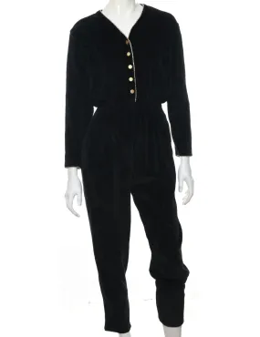 Velour Black Jumpsuit - S