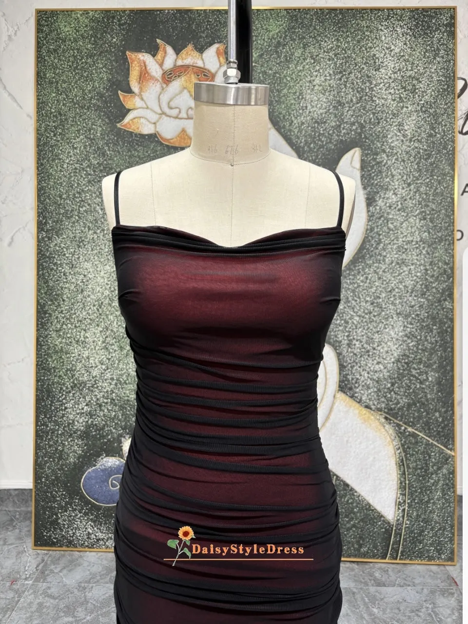 Vintage Sheath Mini Black and Red Homecoming Dress