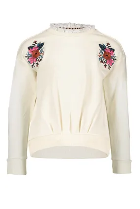 White Embroidered Jumper