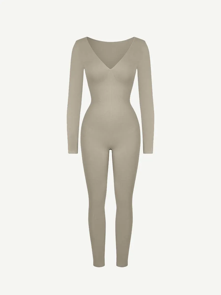 Wholesale Seamless Deep V Tummy Control Waist Cinching Catsuit