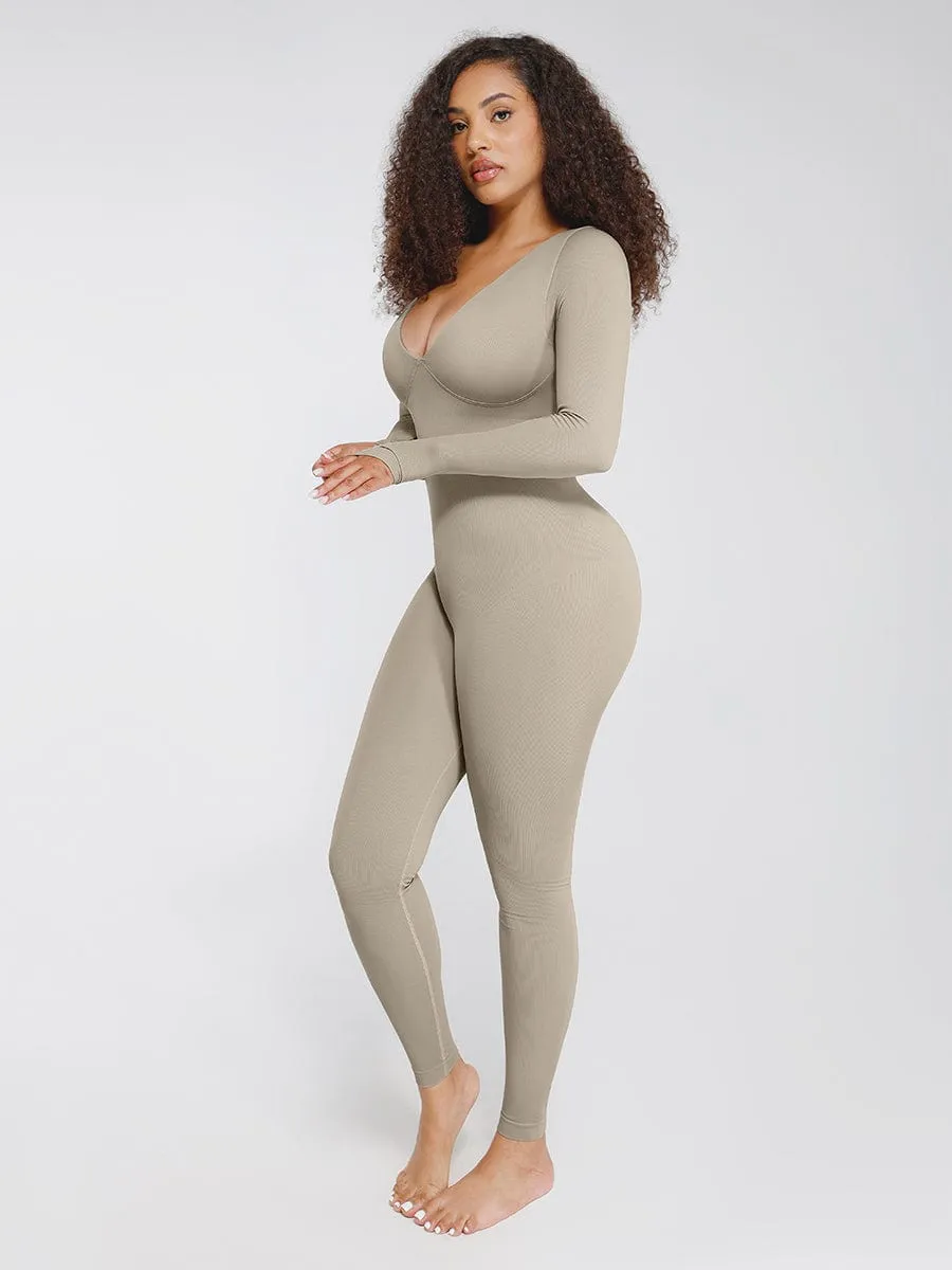 Wholesale Seamless Deep V Tummy Control Waist Cinching Catsuit