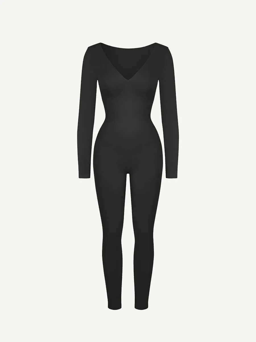 Wholesale Seamless Deep V Tummy Control Waist Cinching Catsuit