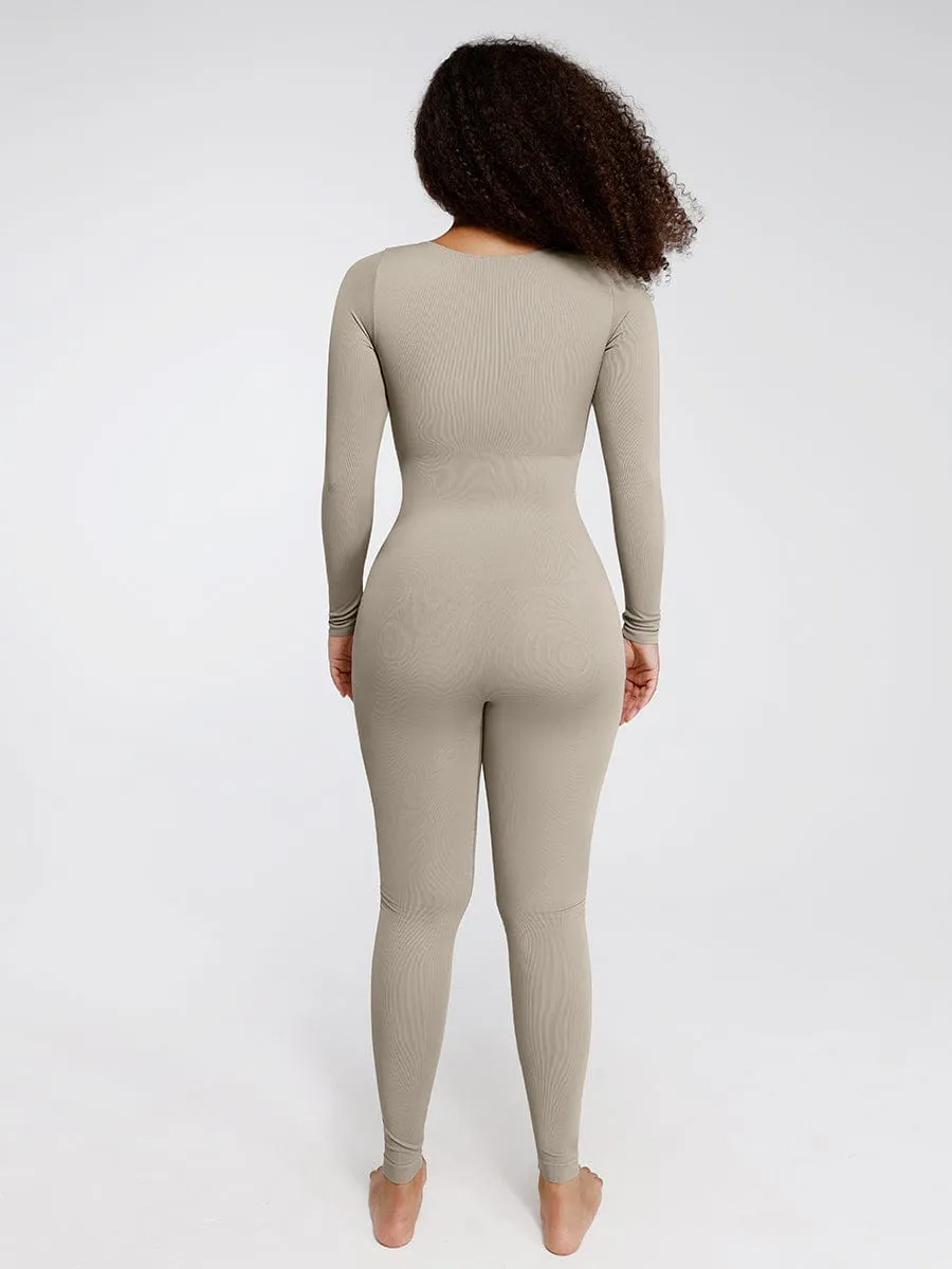 Wholesale Seamless Deep V Tummy Control Waist Cinching Catsuit