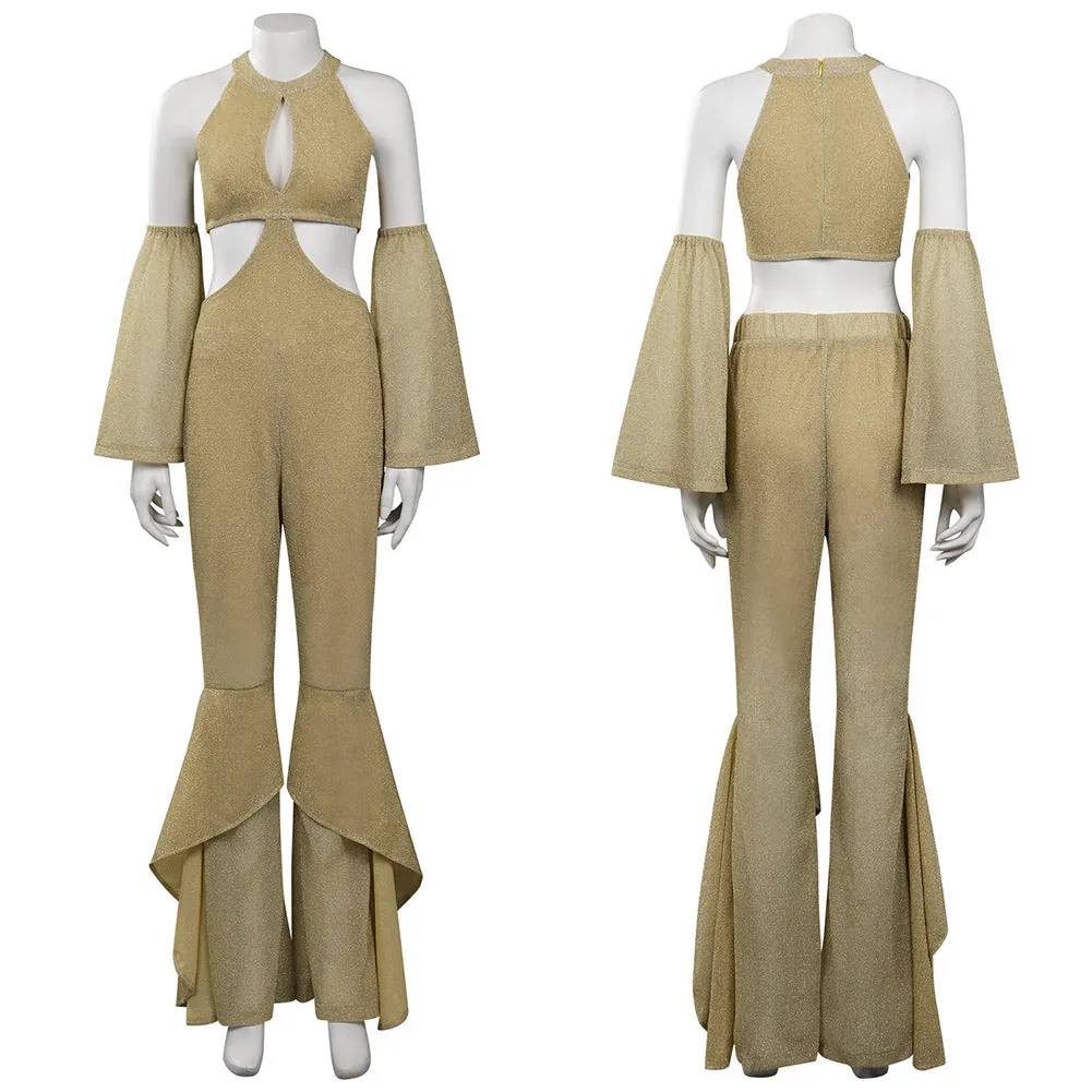 Women 1970s Retro Vintage Disco Jumpsuit Flares Pants Outfits Halloween Carnival Suit