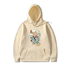 Women Shiba Inu Dog Illustration Printed Casual Hooded Sweater