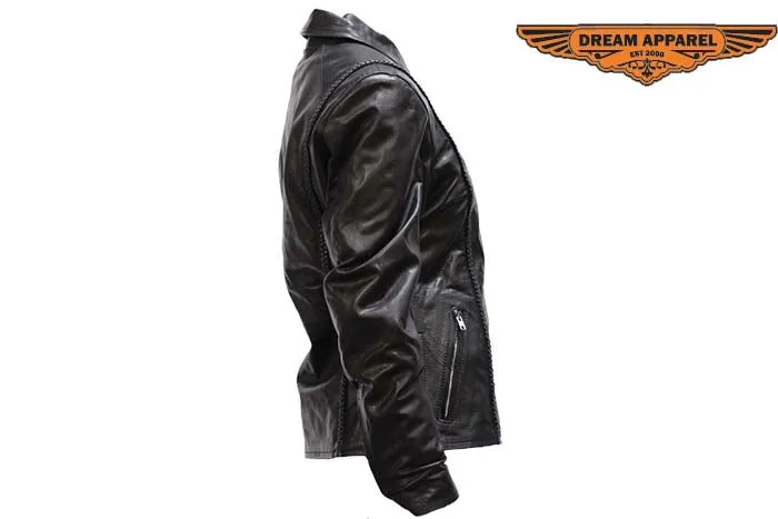 Womens Light Weight Leather Motorcycle Jacket