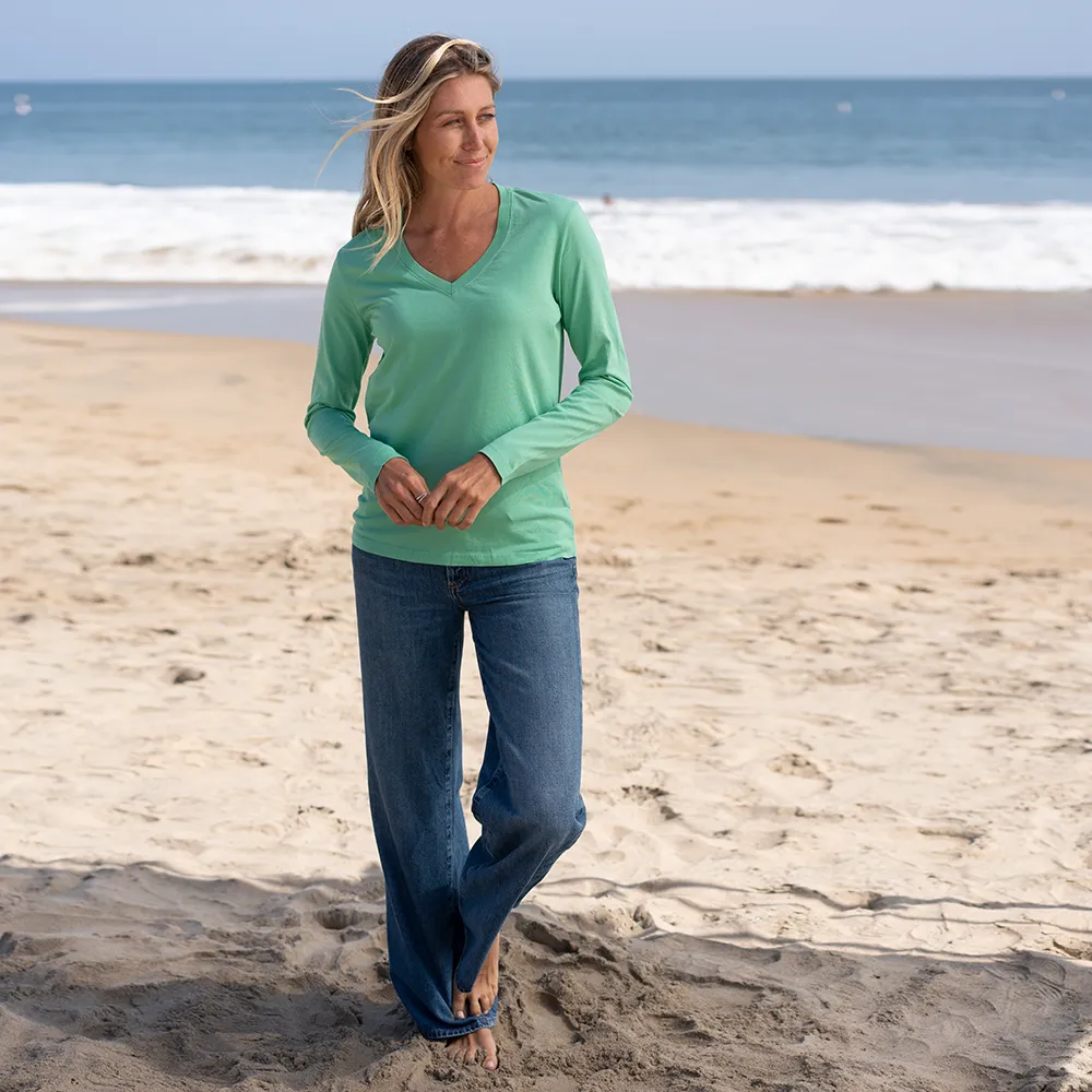 Womens Long Sleeve V-neck